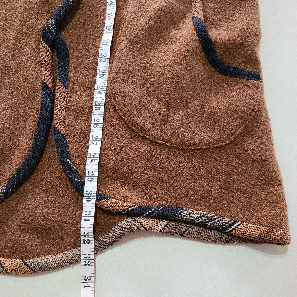 Candiss Cole Art to Wear Brown Open Front Sweater Jacket Women's Size Small - Picture 10 of 11